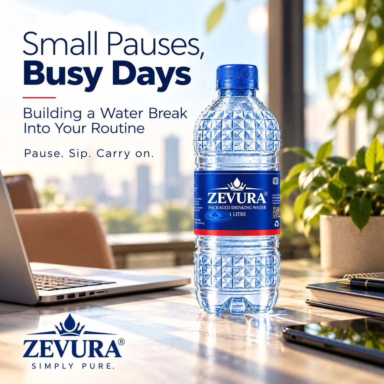 ZEVURA water bottle for a daily water break